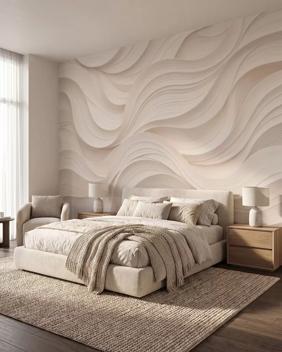 murales de pared Olas en rosa empolvado w09957