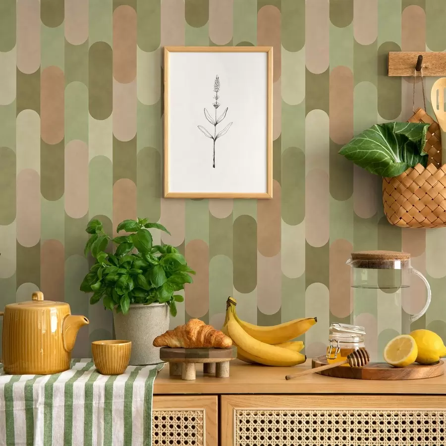 murales de pared Motivo geométrico con formas verticales redondeadas a01235