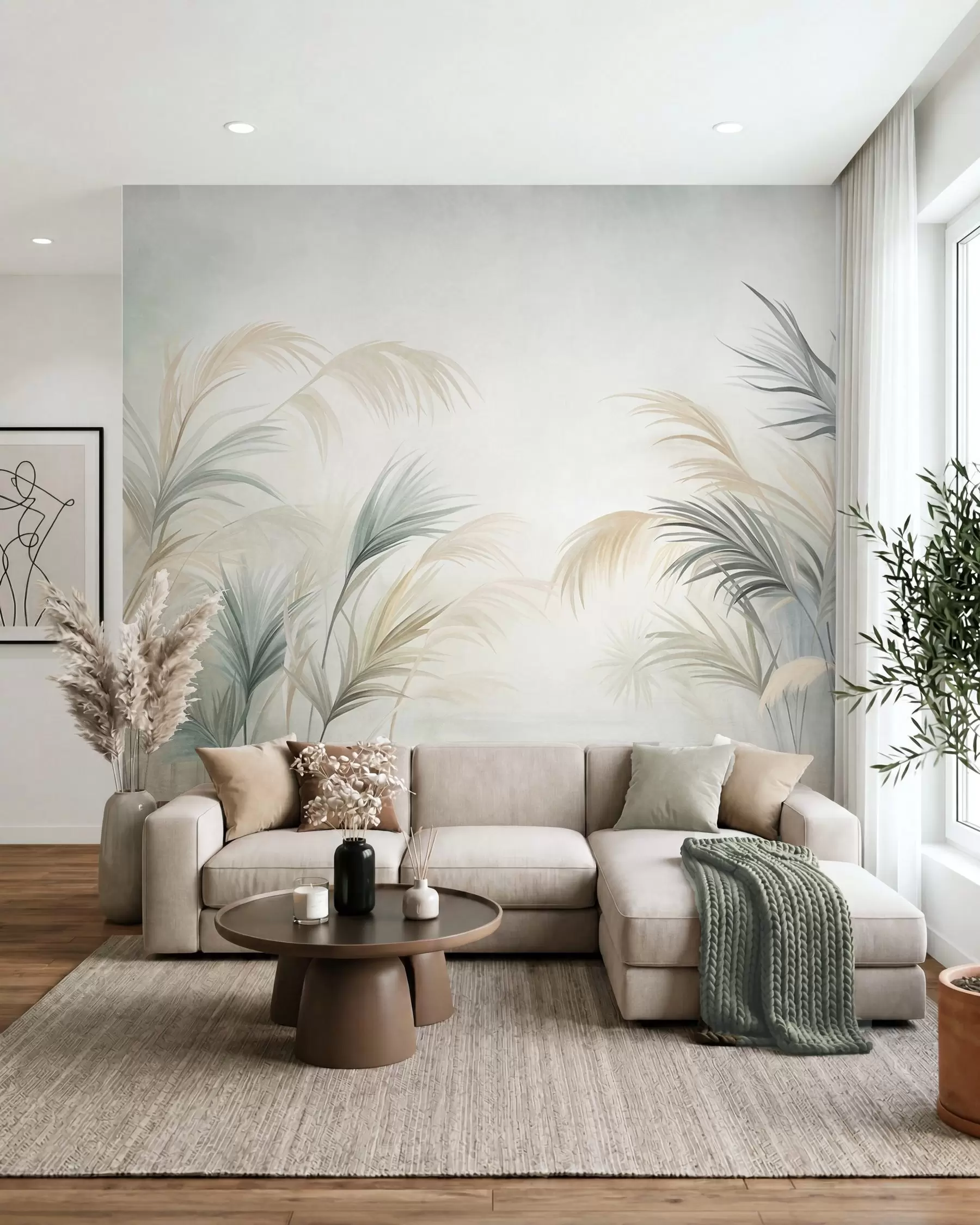 murales de pared Palmera en tonos pastel w09984