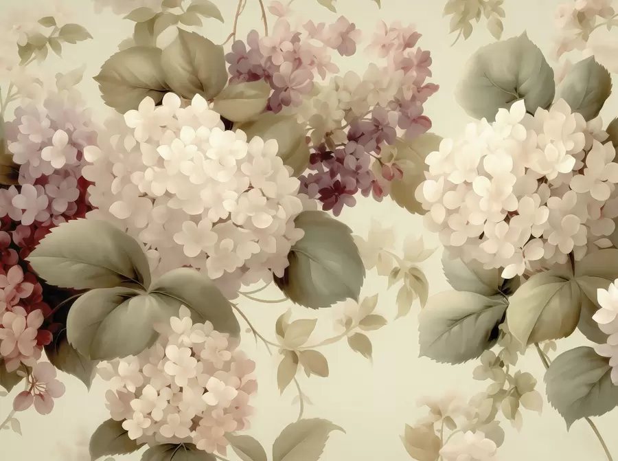 murales de pared Flores de hortensia w05436
