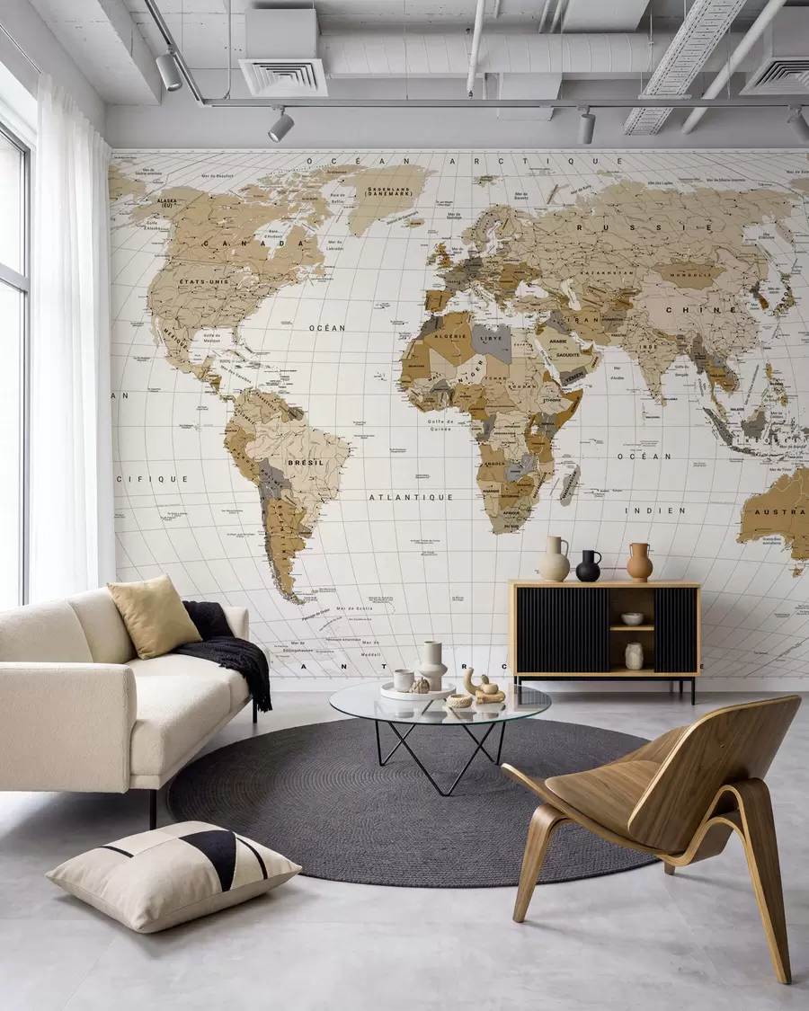 murales de pared Mapa ocre en francés c00016fr