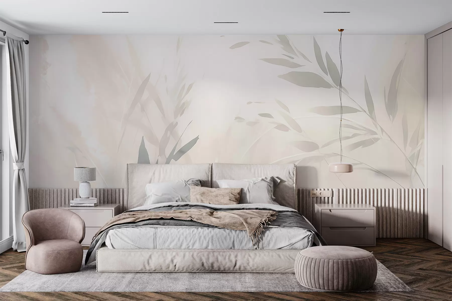 murales de pared Hierba, hojas afiladas w05837
