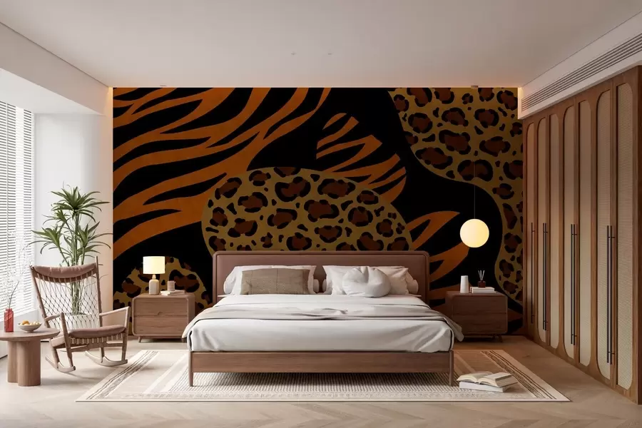 murales de pared Estampados de leopardo y tigre inspirados en animales salvajes w05759