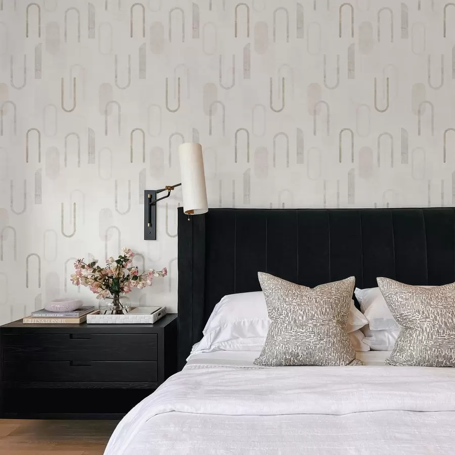 murales de pared Motivo geométrico claro con arcos de color beige a01256