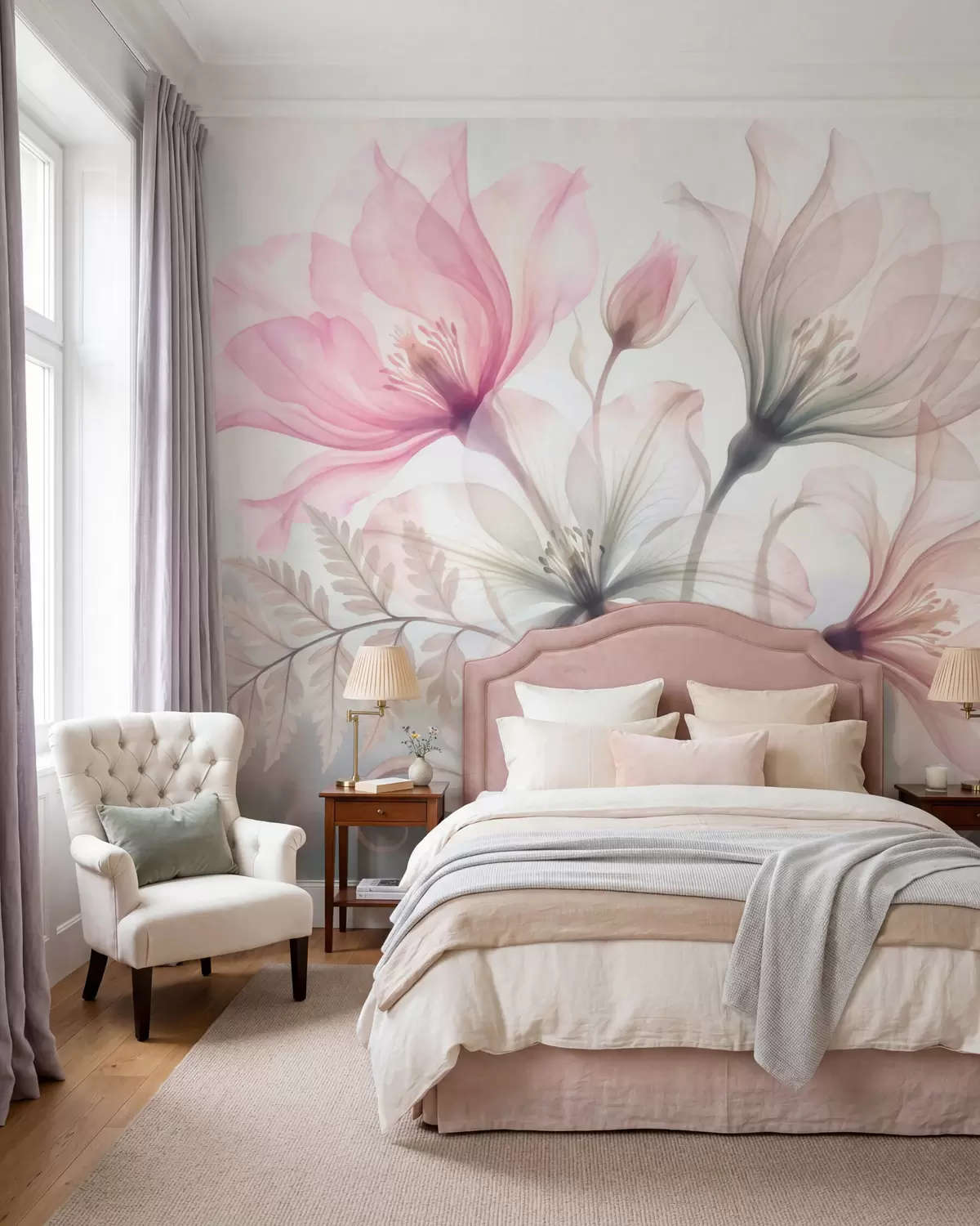 murales de pared Magnolia en acuarela w10009