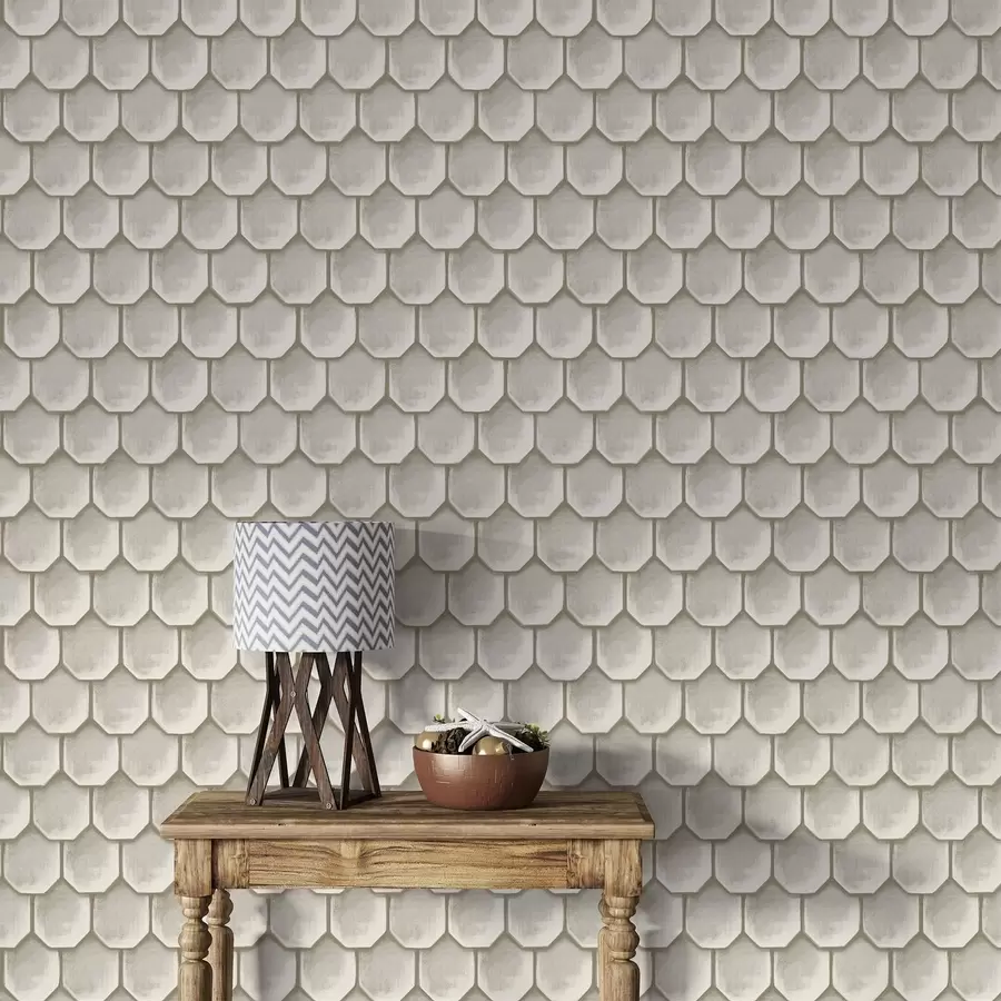 murales de pared Diseño de iluminación con filas de baldosas octogonales a01260