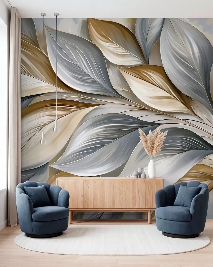 murales de pared Hojas curvadas de alta calidad con un estilo pintoresco w10076