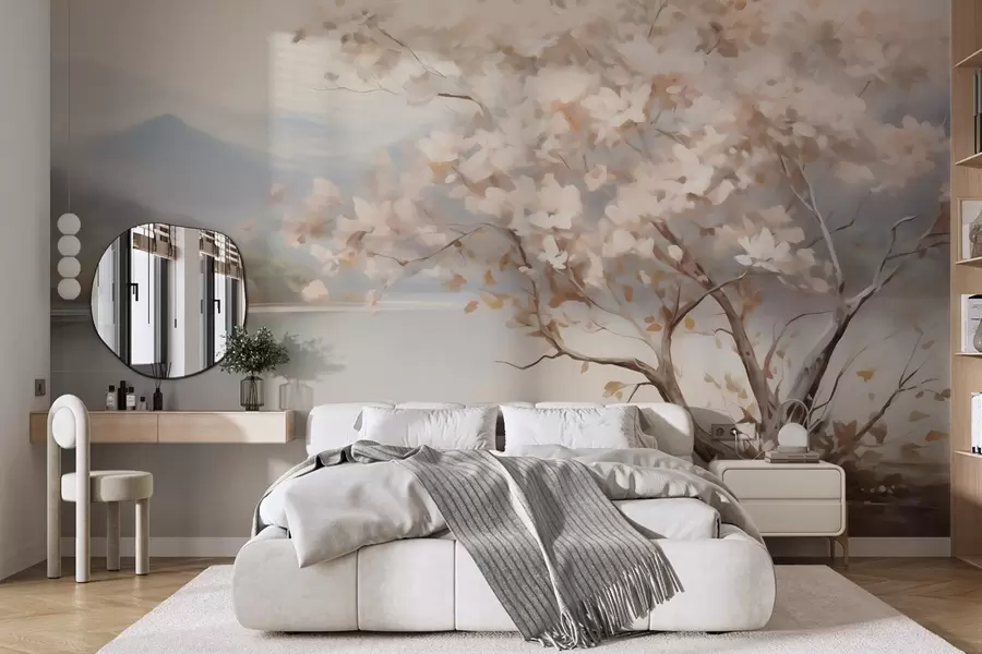 murales de pared Paisaje con un árbol, pintura de imitación w05950