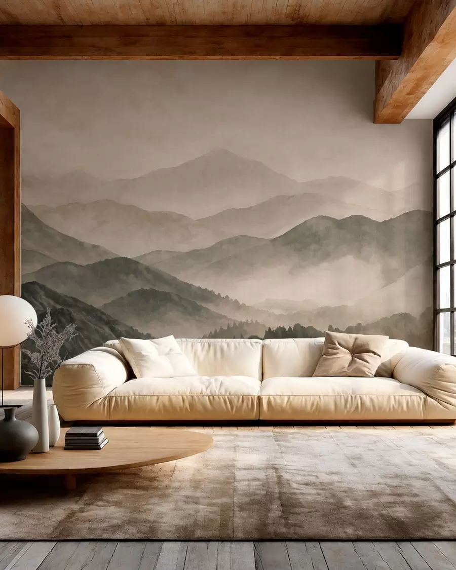 murales de pared Cordilleras brumosas y bosques oscuros w05925v3
