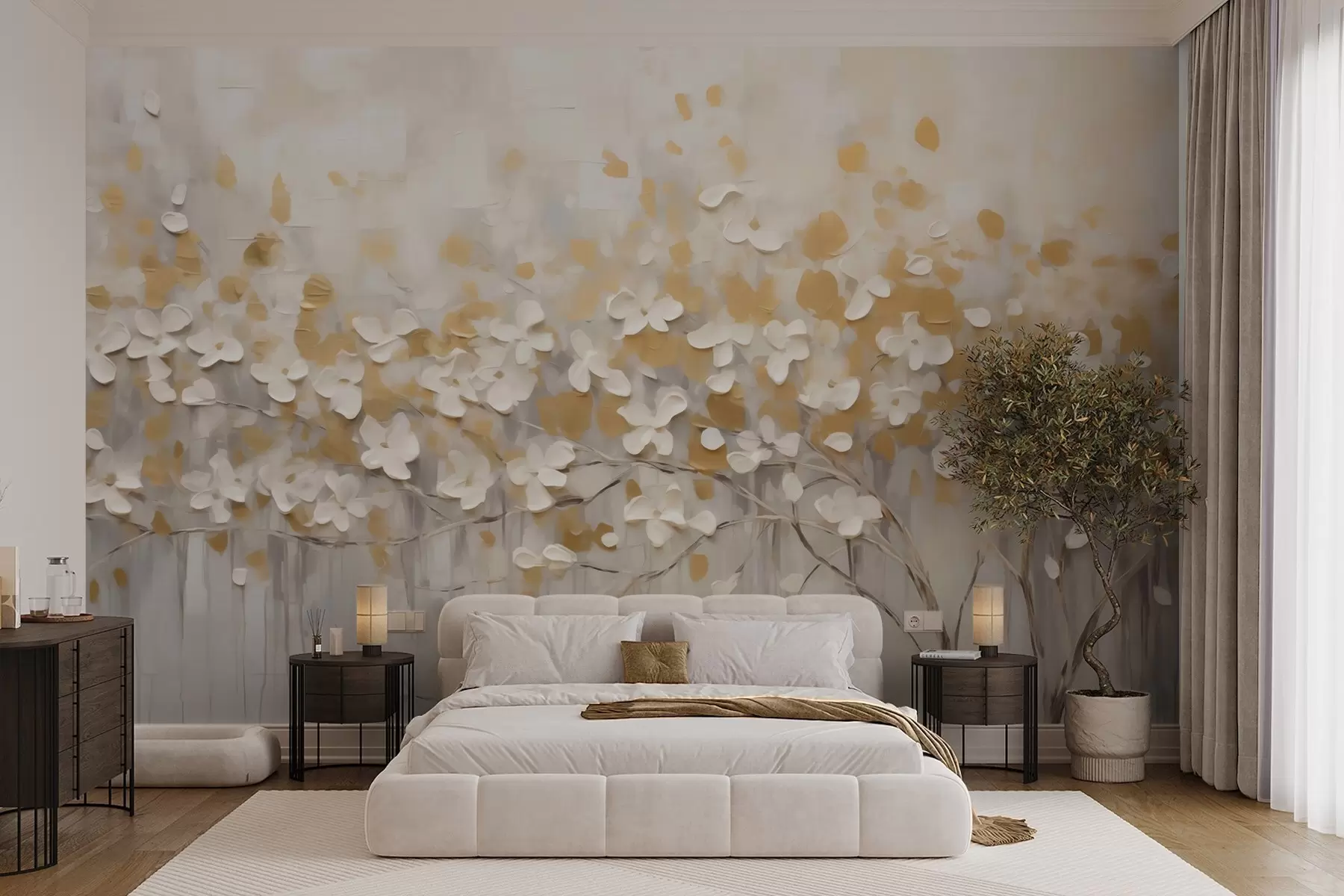 murales de pared Floración en oro w05951