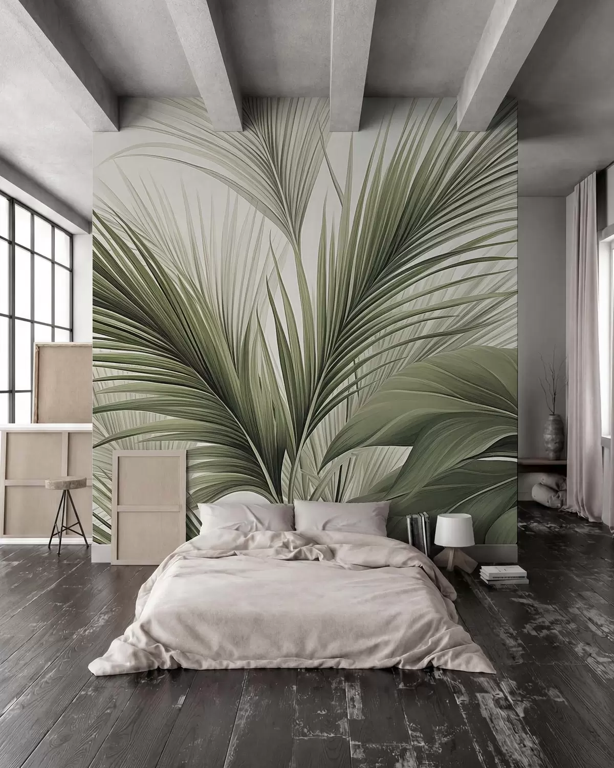 murales de pared Palmera en verde w09986
