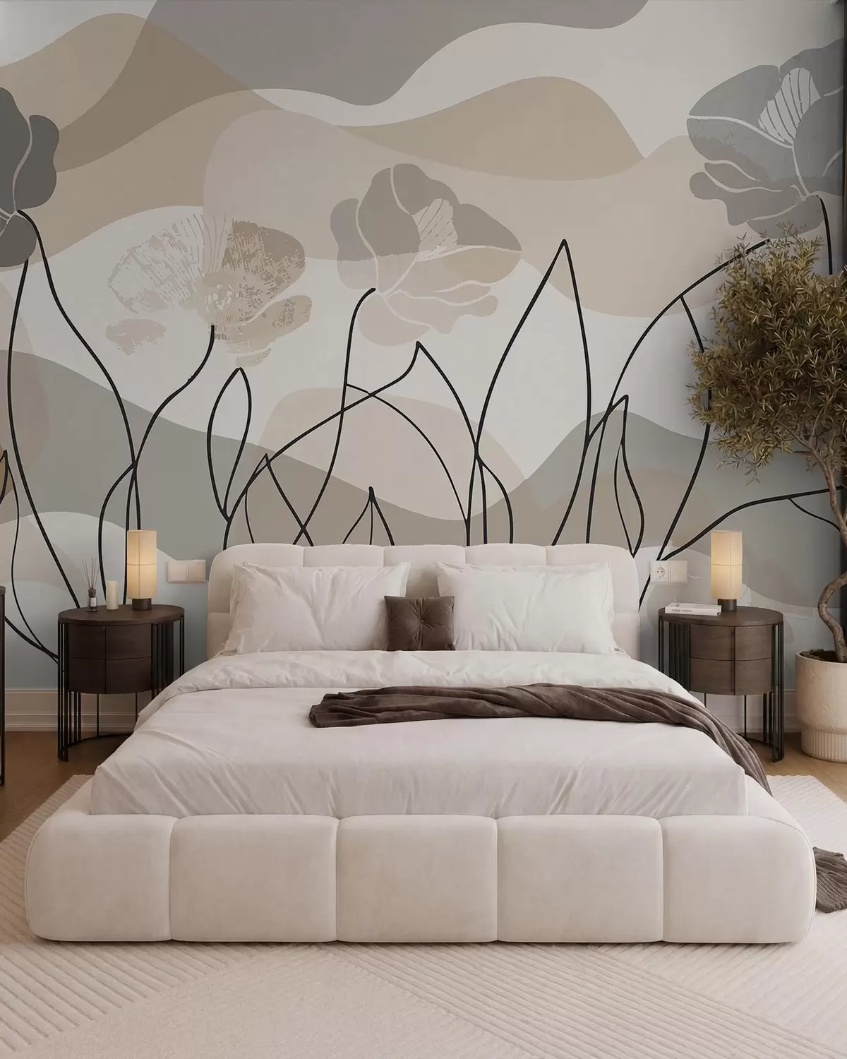 murales de pared Boceto floral w09989