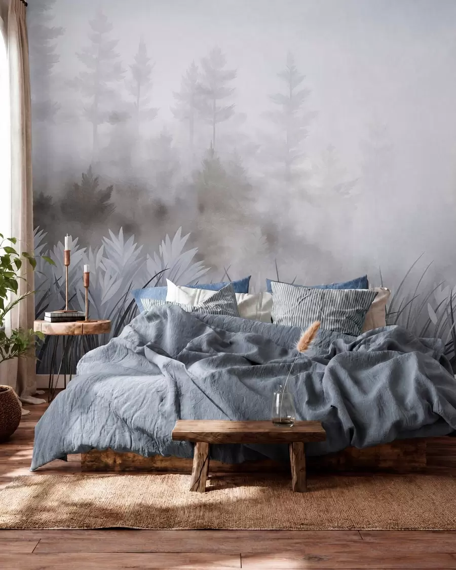 murales de pared Silencio del bosque · Gris w10082v1