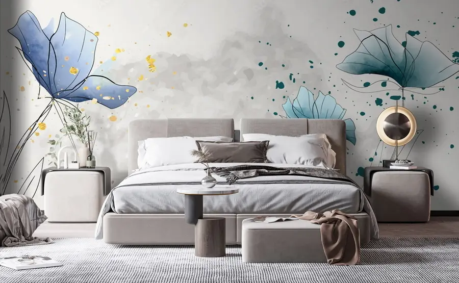 murales de pared Flores azules de acuarela u72112
