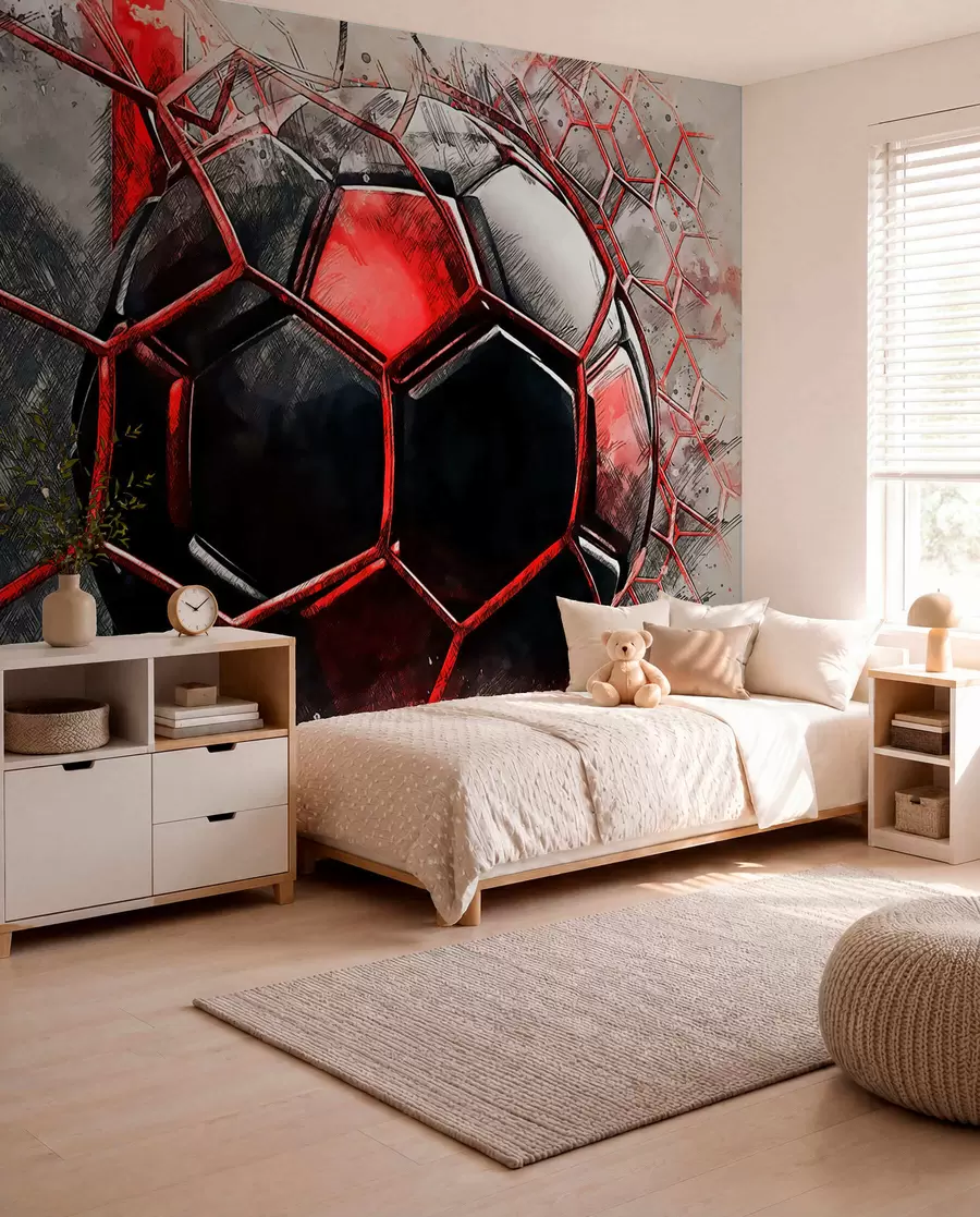murales de pared Fútbol en movimiento rojo u72803
