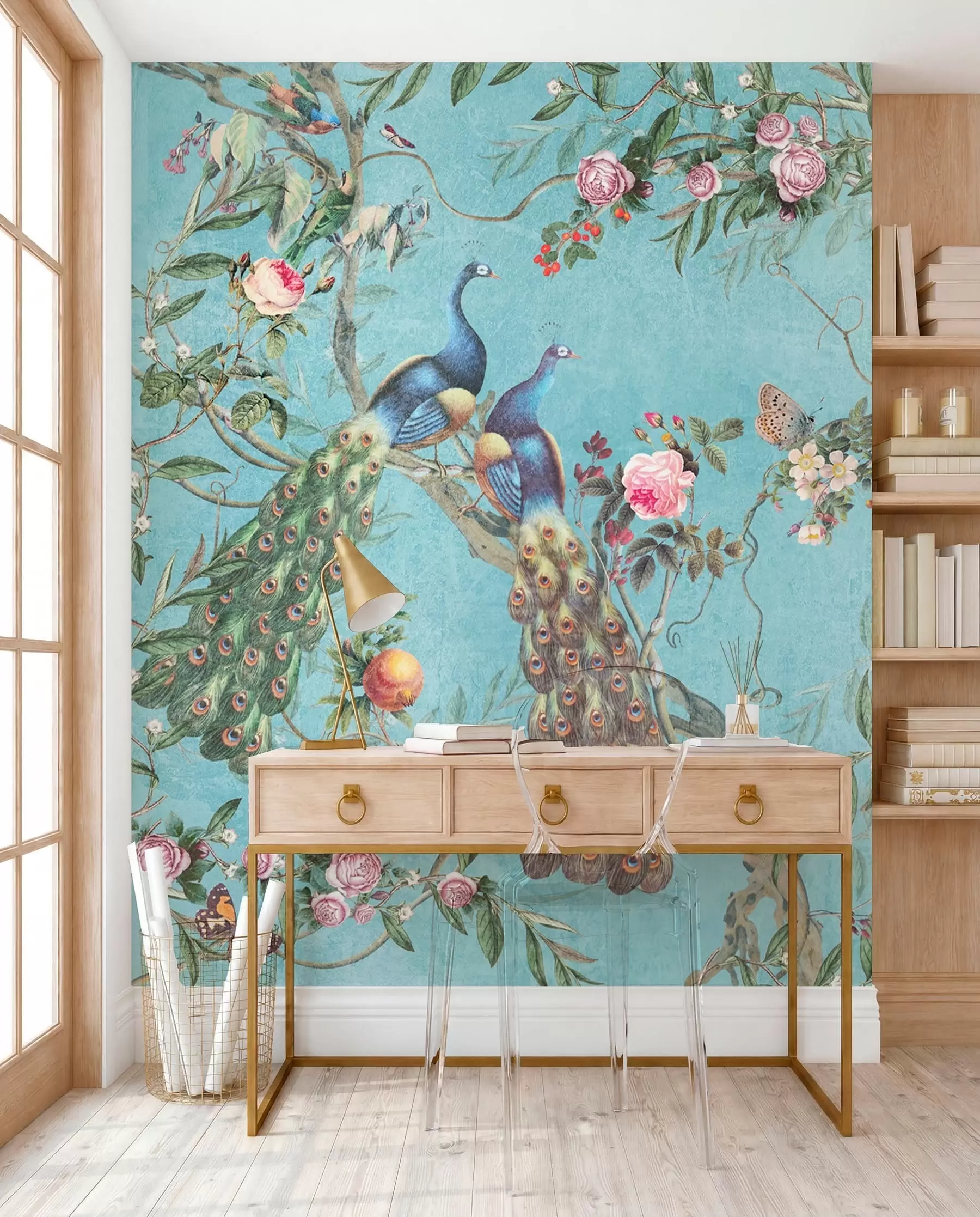murales de pared Pavo real en turquesa u12428