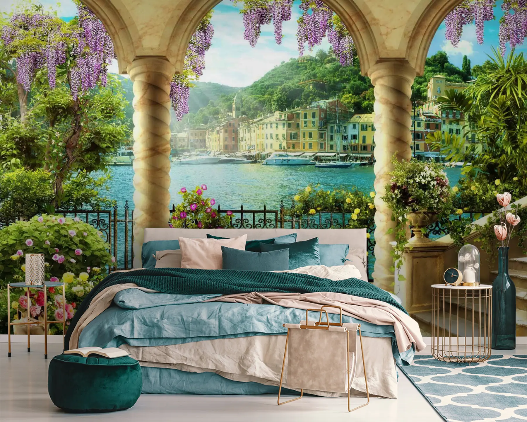 murales de pared Flor, agua y planta u79431