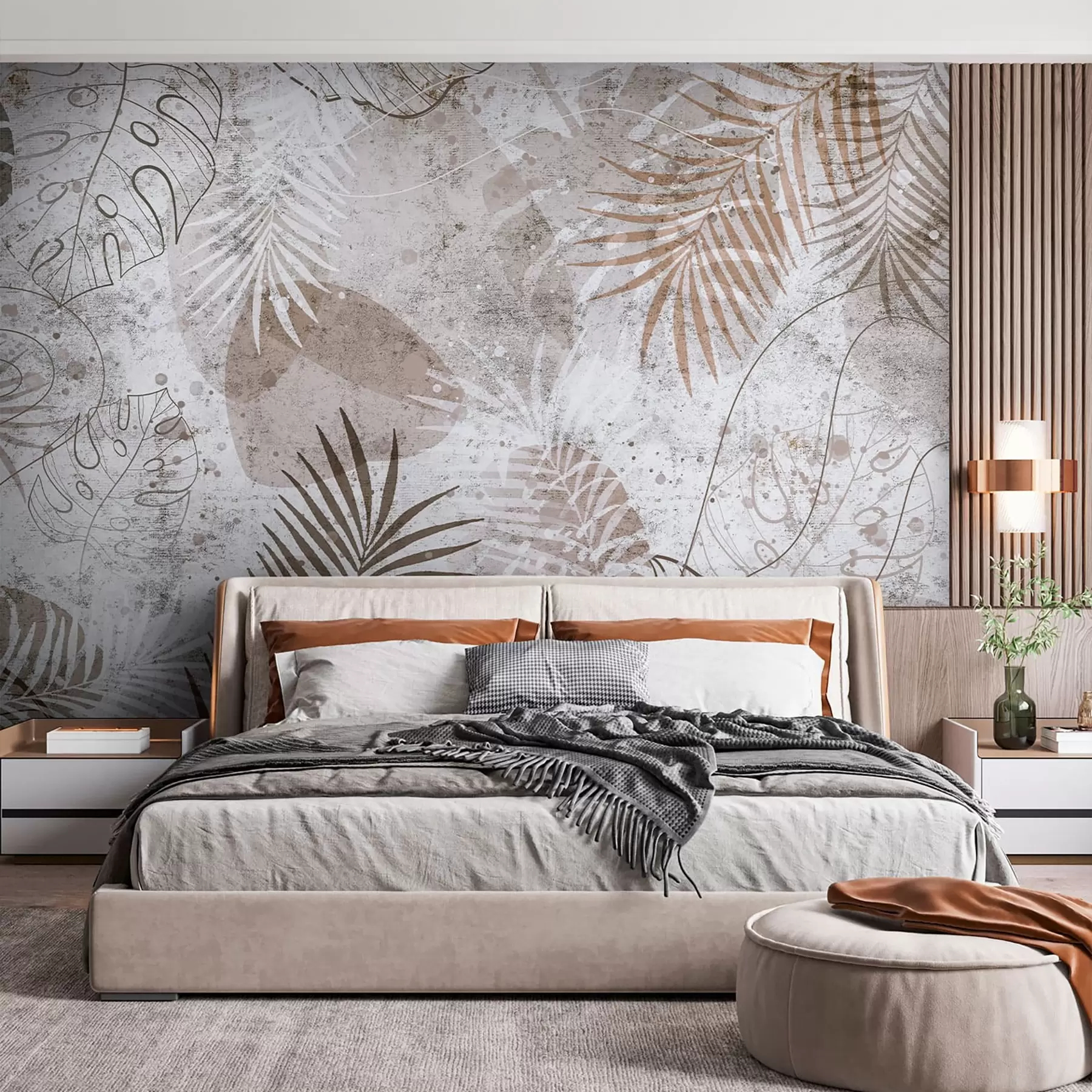 murales de pared Hojas 3D glamorosas con estilo grunge u73584