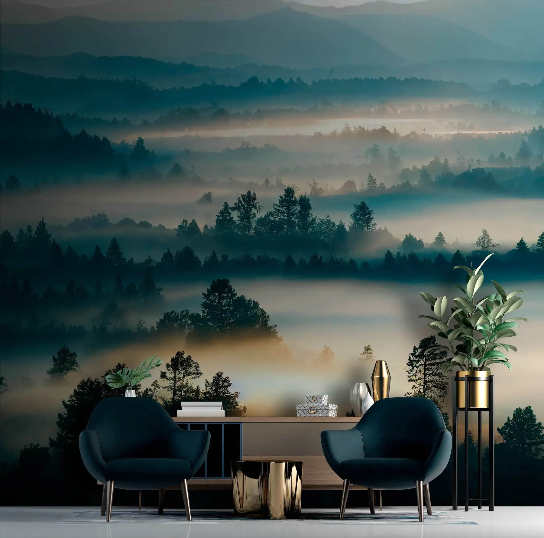 murales de pared Muros de niebla en el bosque u73865