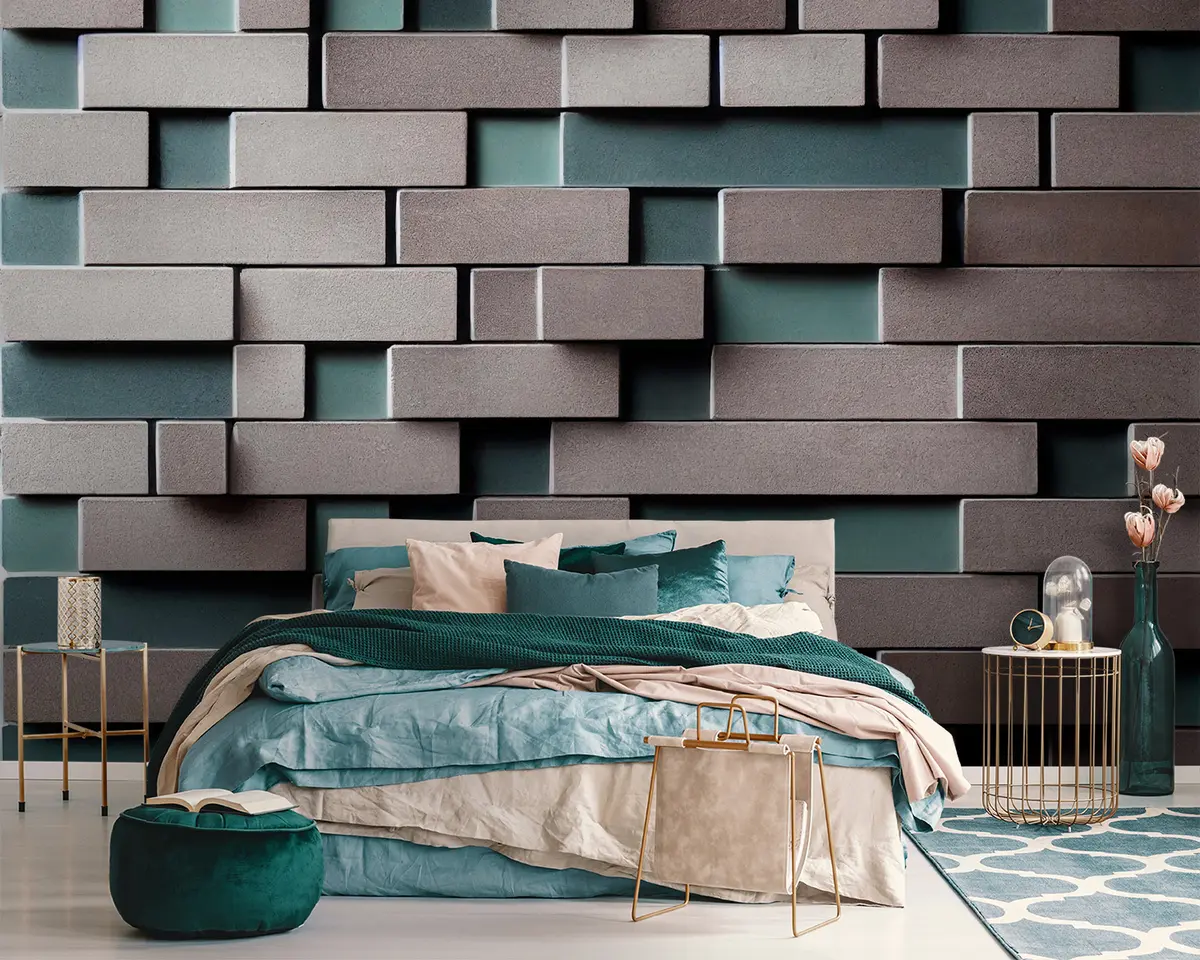 murales de pared Propiedad, rectángulo y azul u93411