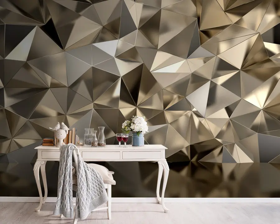 murales de pared Marrón, triangulo y gris u93417