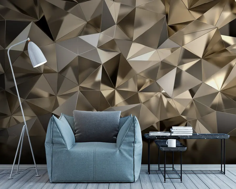 murales de pared Marrón, triangulo y gris u93417
