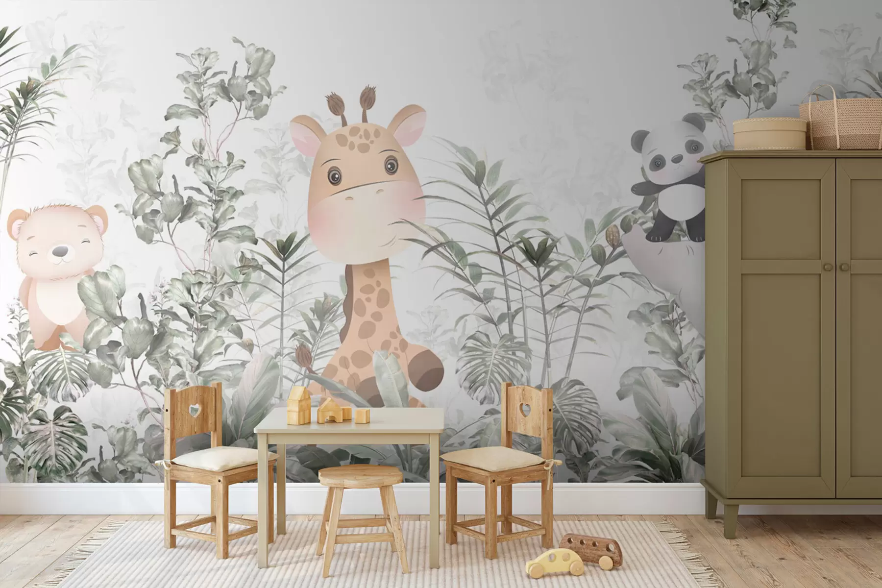 murales de pared Animales lindos entre los árboles u78591