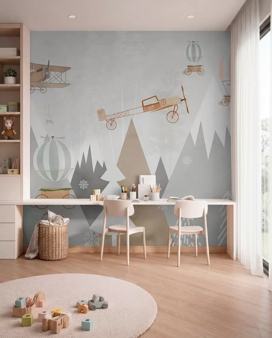 murales de pared Montañas y aviones, al estilo escandinavo u73961