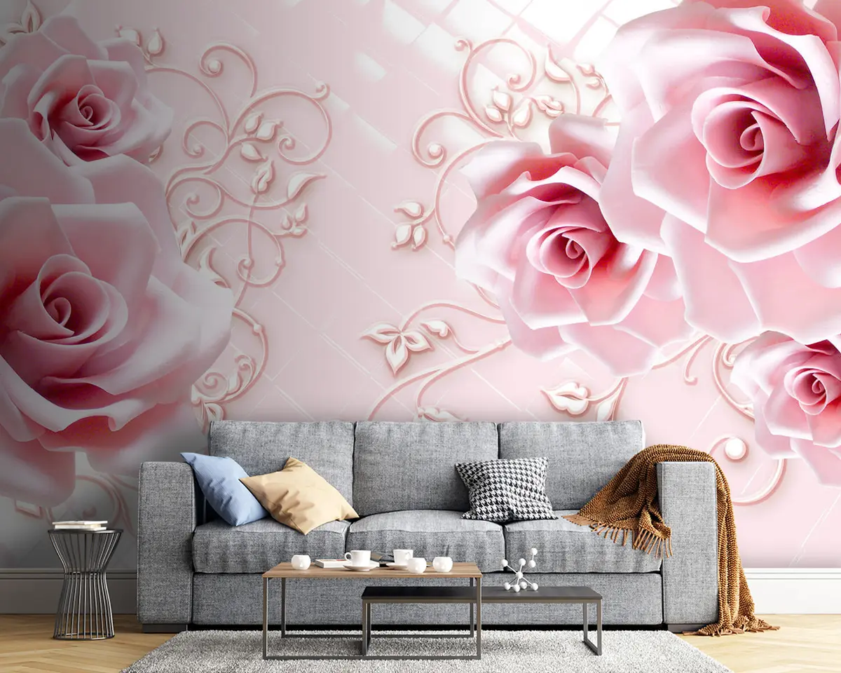 murales de pared Flor, blanca y pétalo u47279