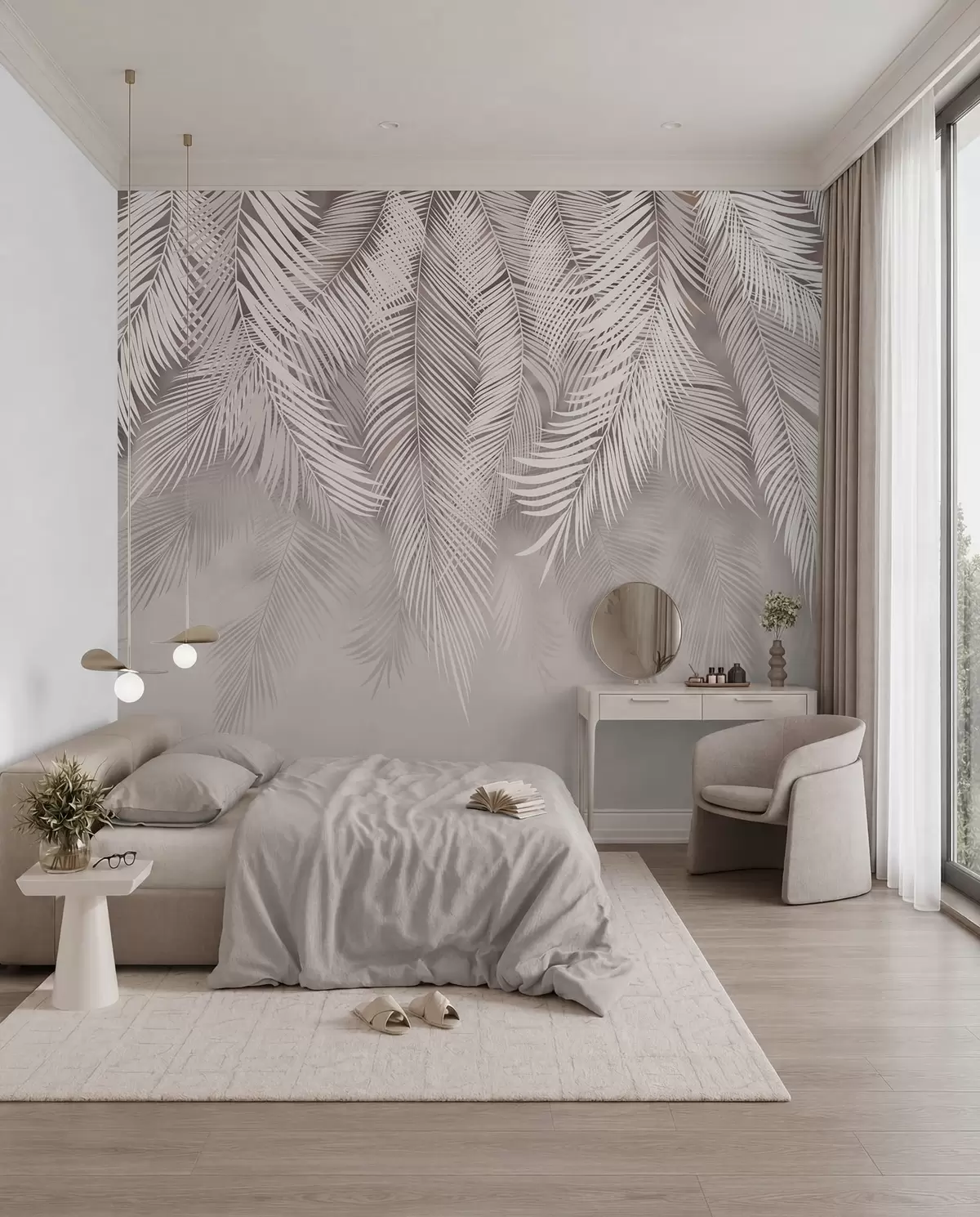 murales de pared Cortina de palmas rosas u48556v5
