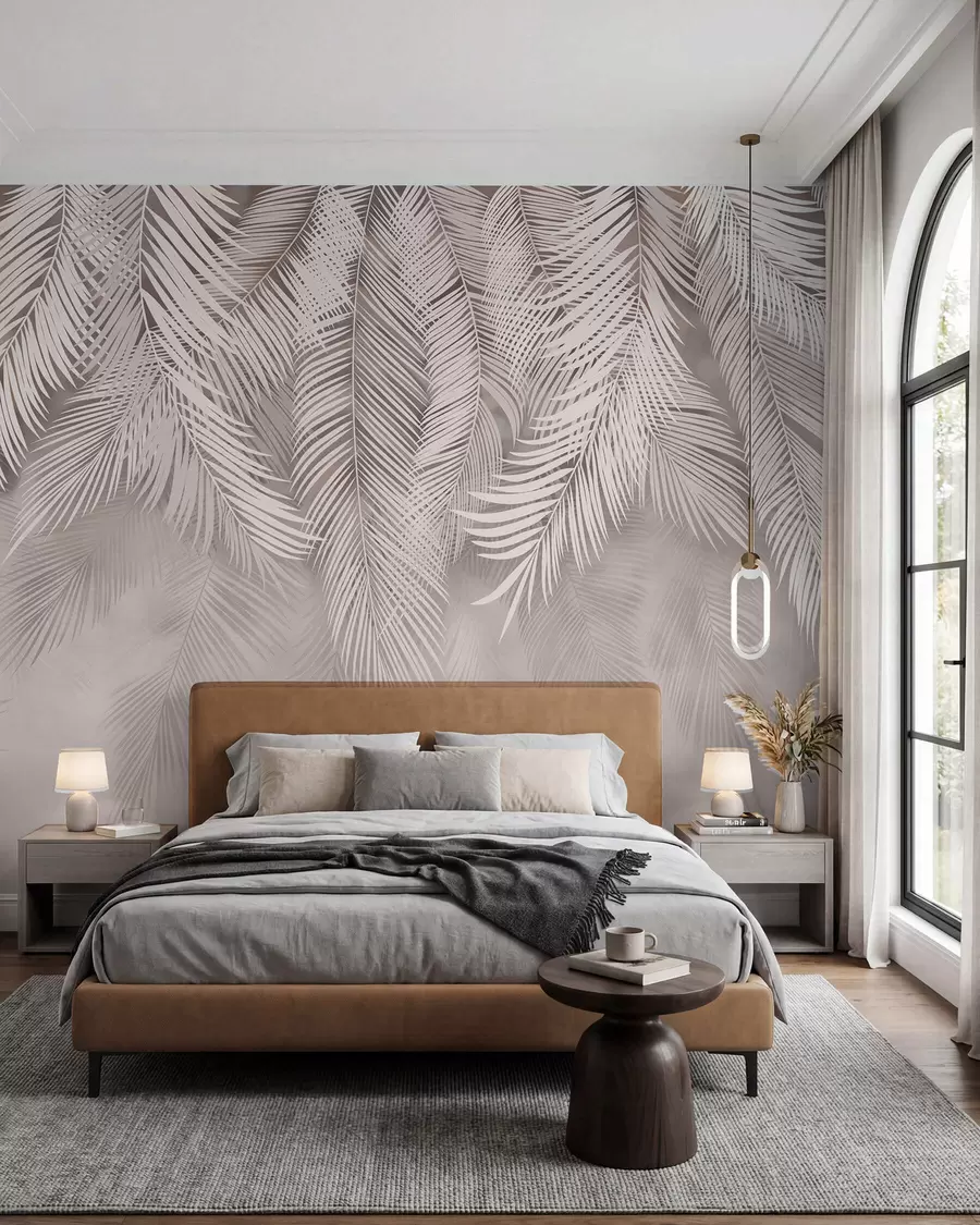 murales de pared Cortina de palmas rosas u48556v5