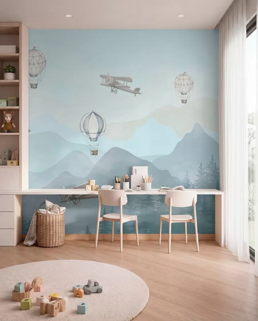 murales de pared Cielo con globos y helicópteros u74226