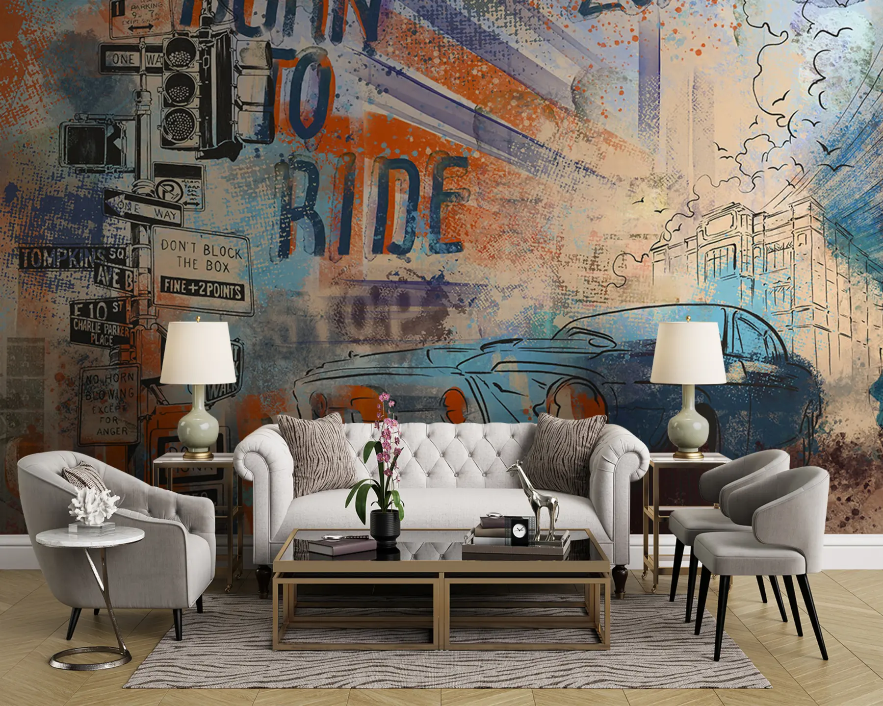 murales de pared Coche retro u93889