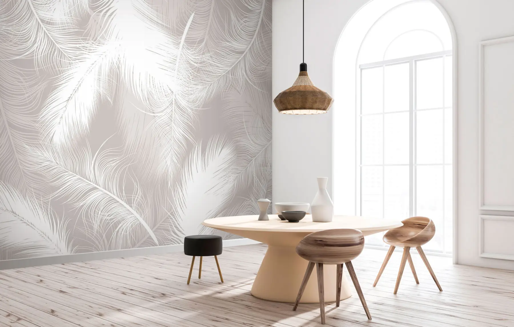 murales de pared Plumas blancas suaves u74474