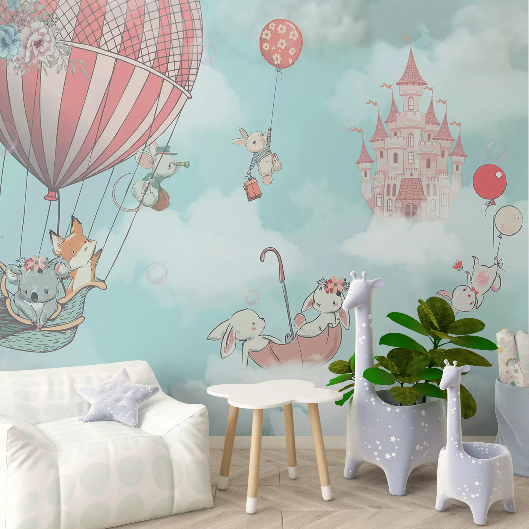 murales de pared Hermoso castillo en las nubes u93905
