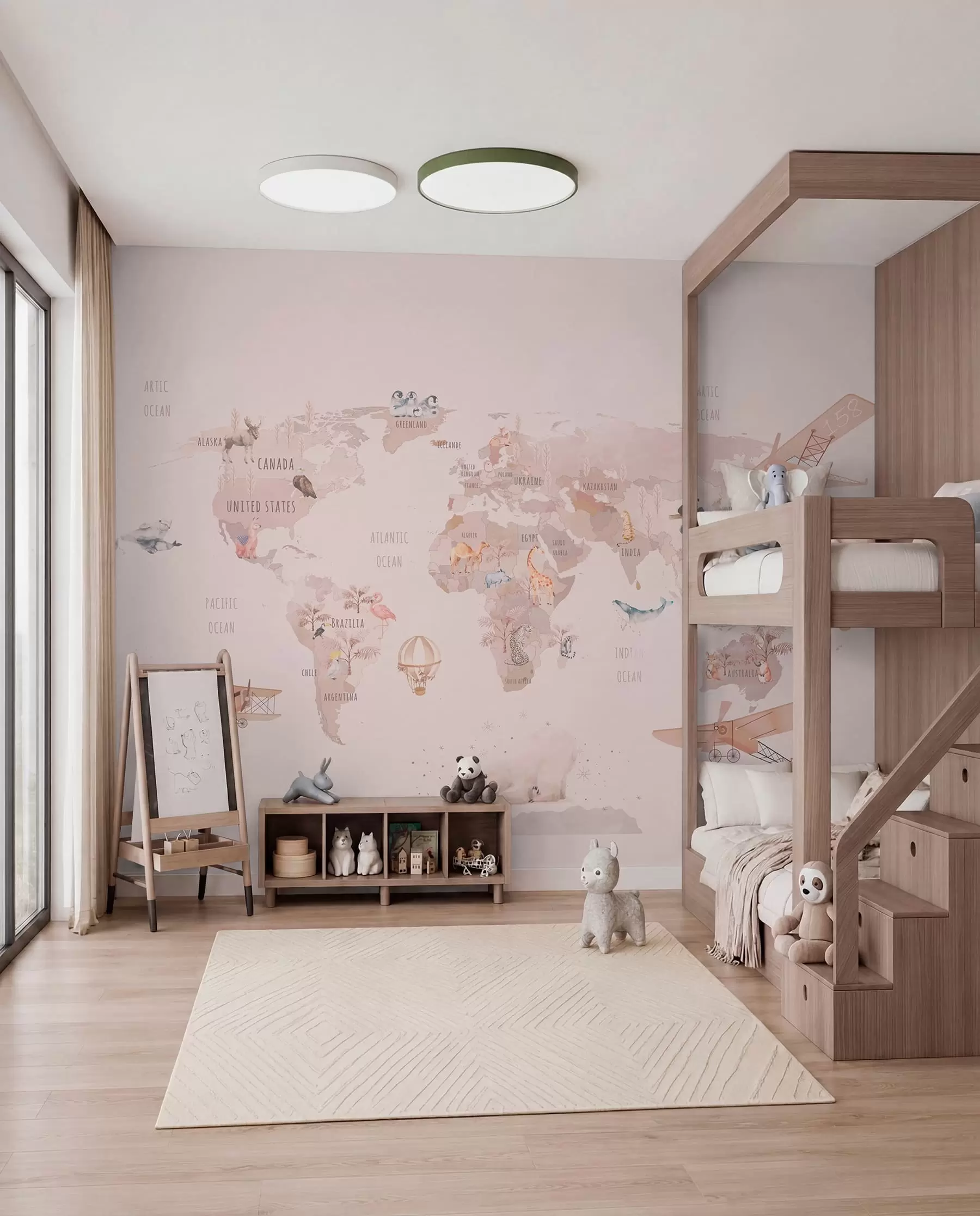 murales de pared Mapa mundial para niñas u93908