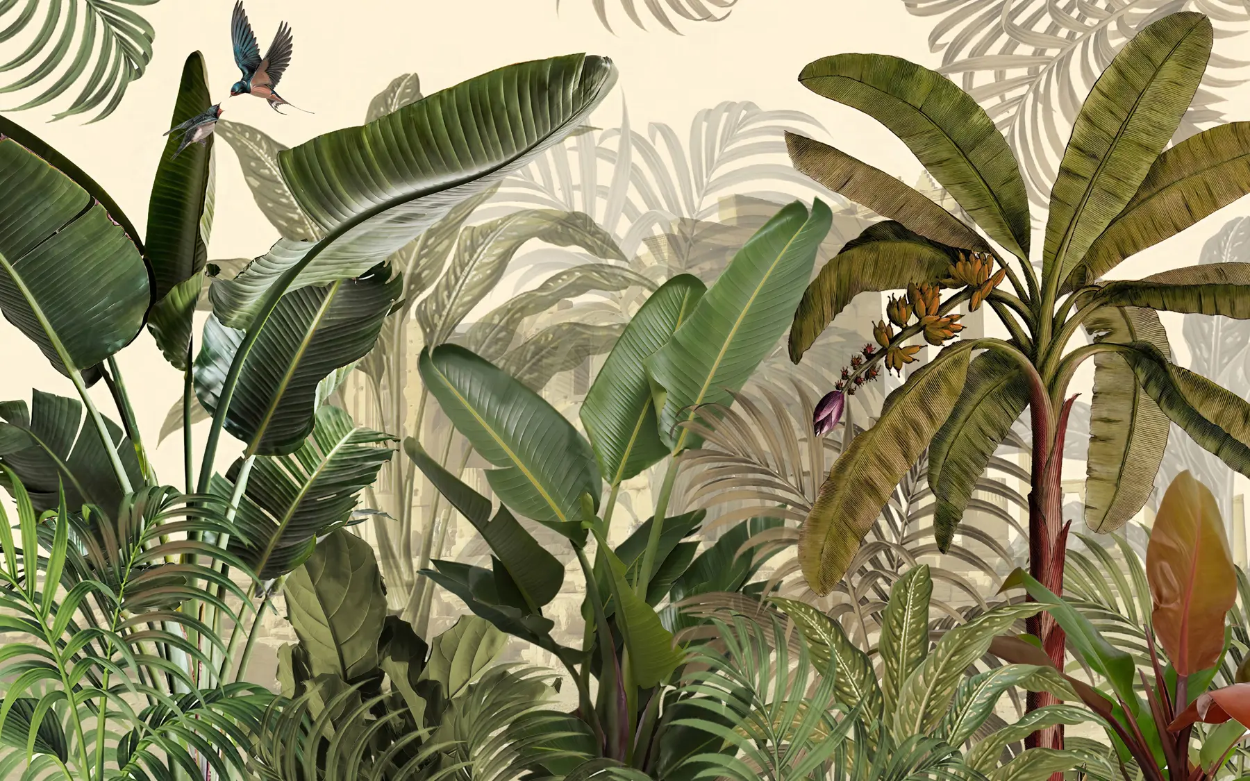 murales de pared Jungla tropical y hojas u74748