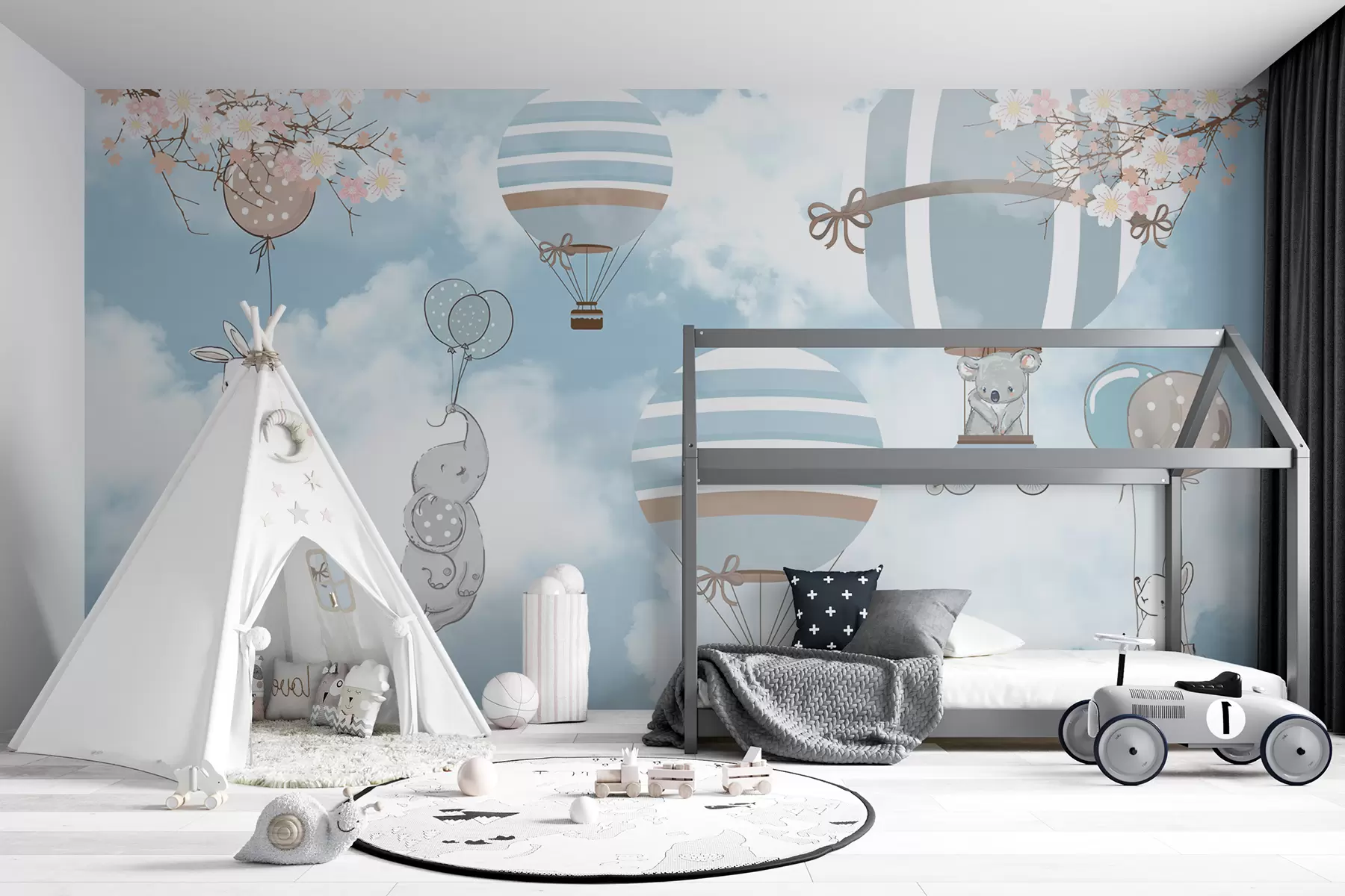 murales de pared Globos en el cielo azul u94289