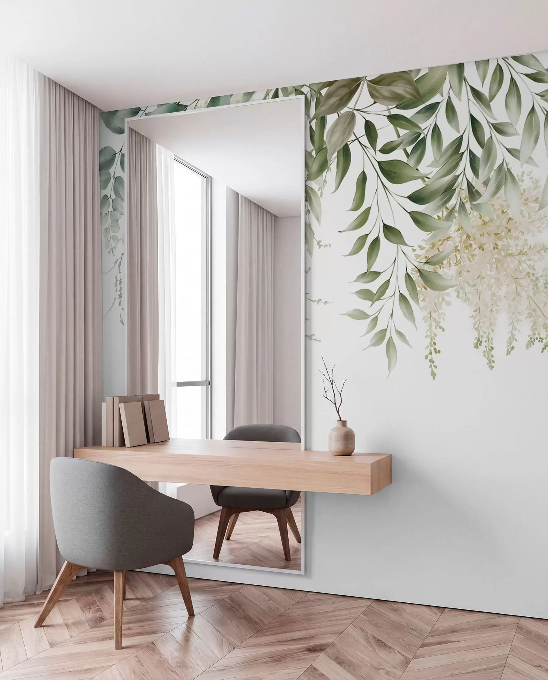 murales de pared Guirnalda floral verde u94197