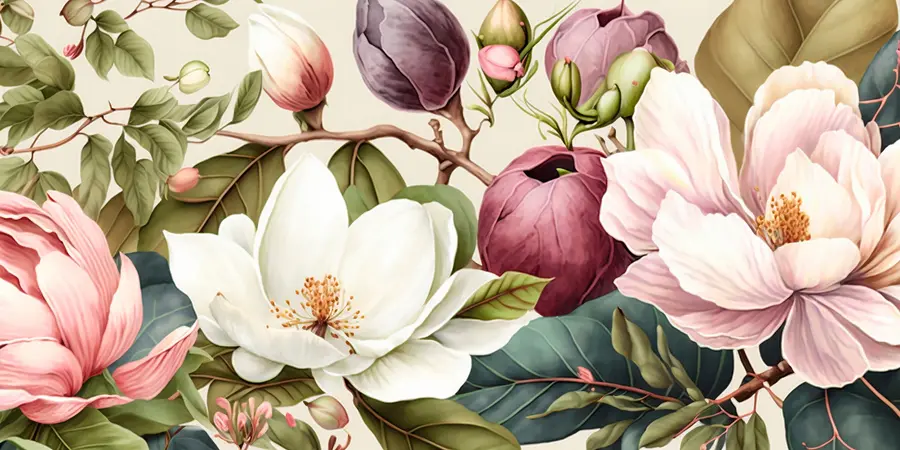 murales de pared pincel ligero de flores de acuarela u70654