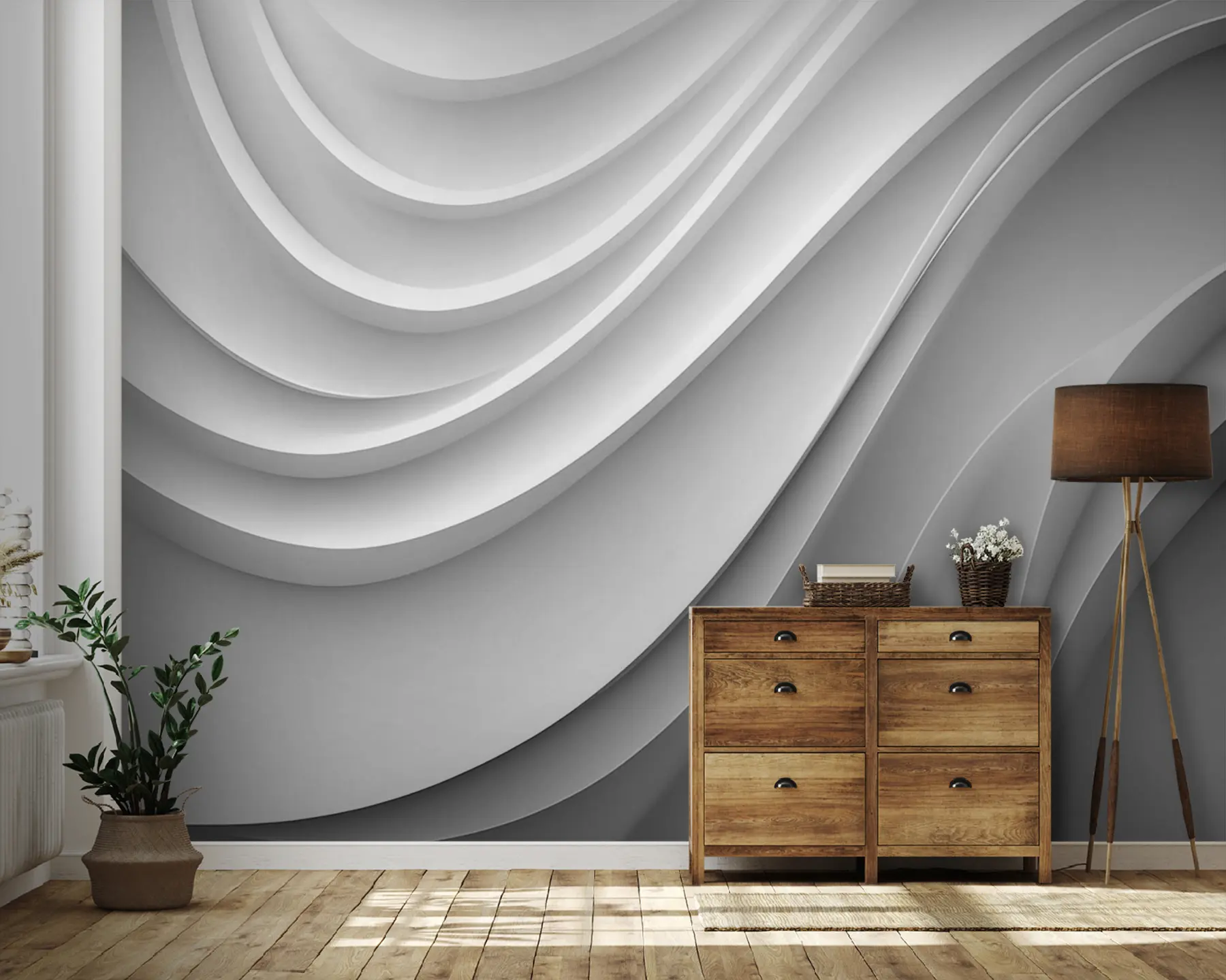 murales de pared Ondas blancas 3d u94078