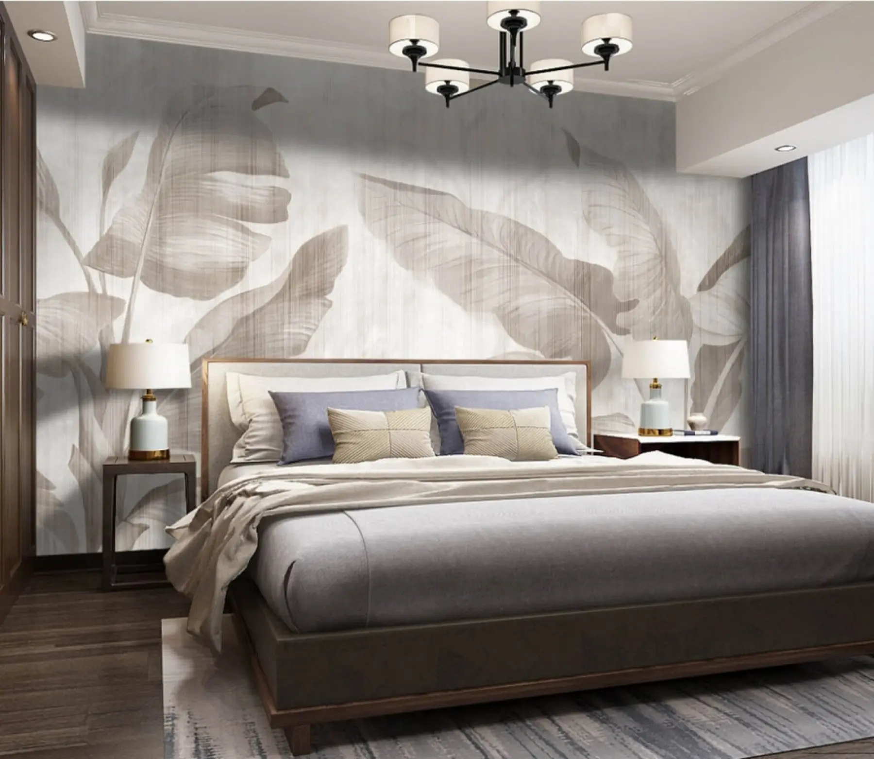 murales de pared Hojas tropicales en estilo grunge u00299