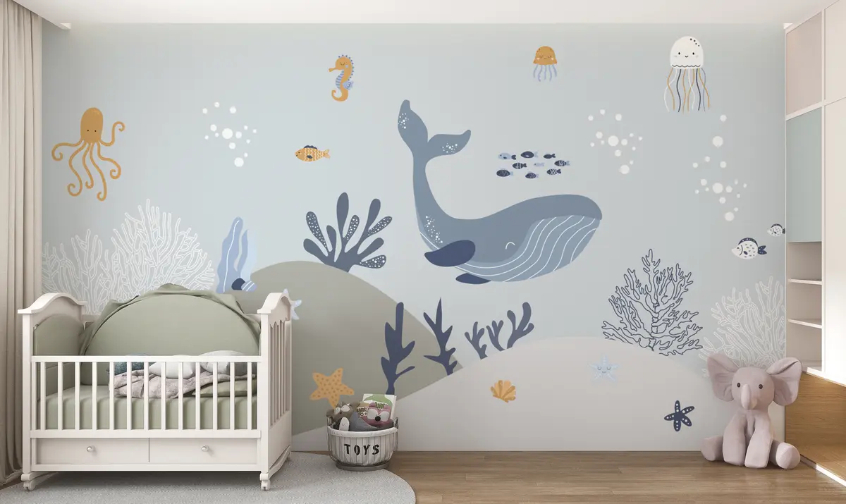 murales de pared Vida marina, ballena linda u94308