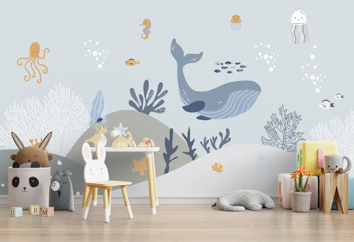 murales de pared Vida marina, ballena linda u94308