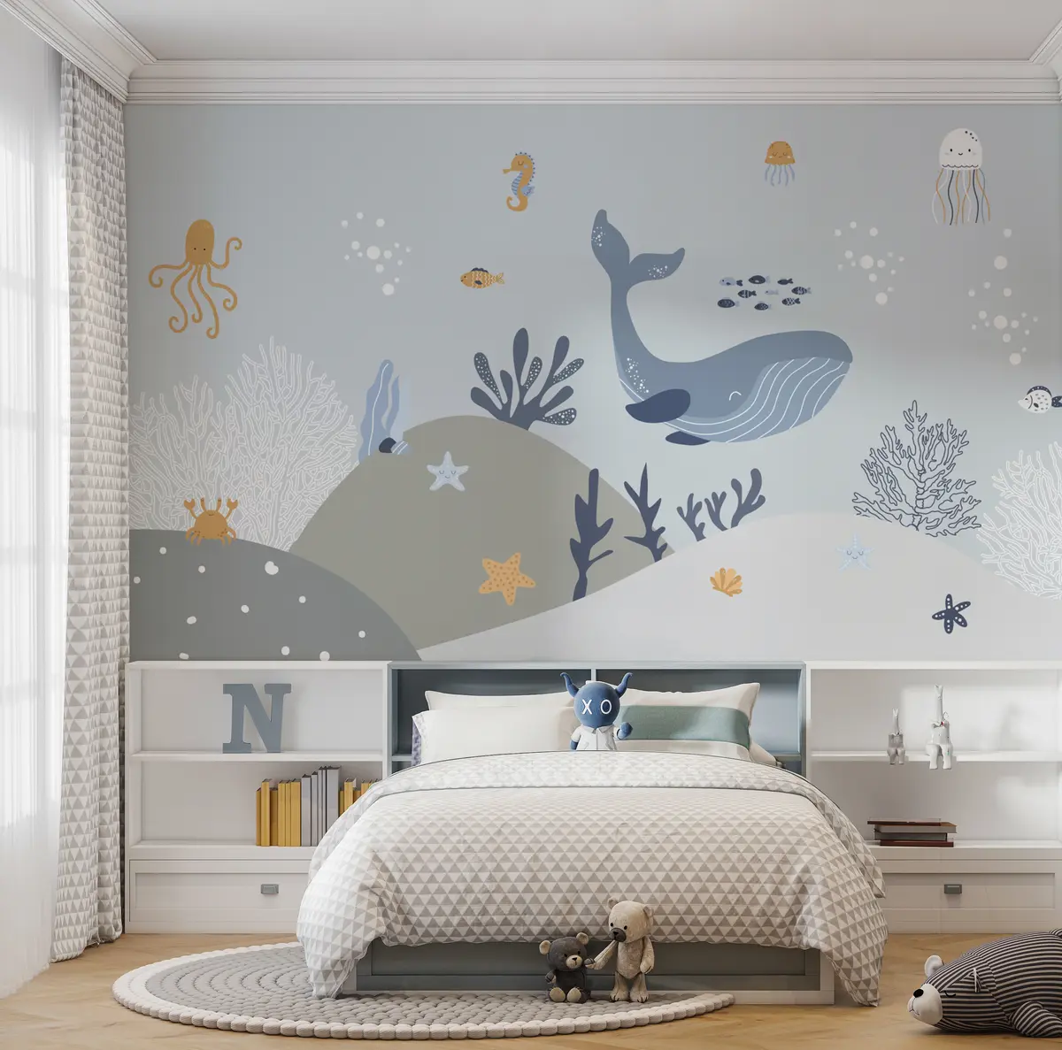 murales de pared Vida marina, ballena linda u94308