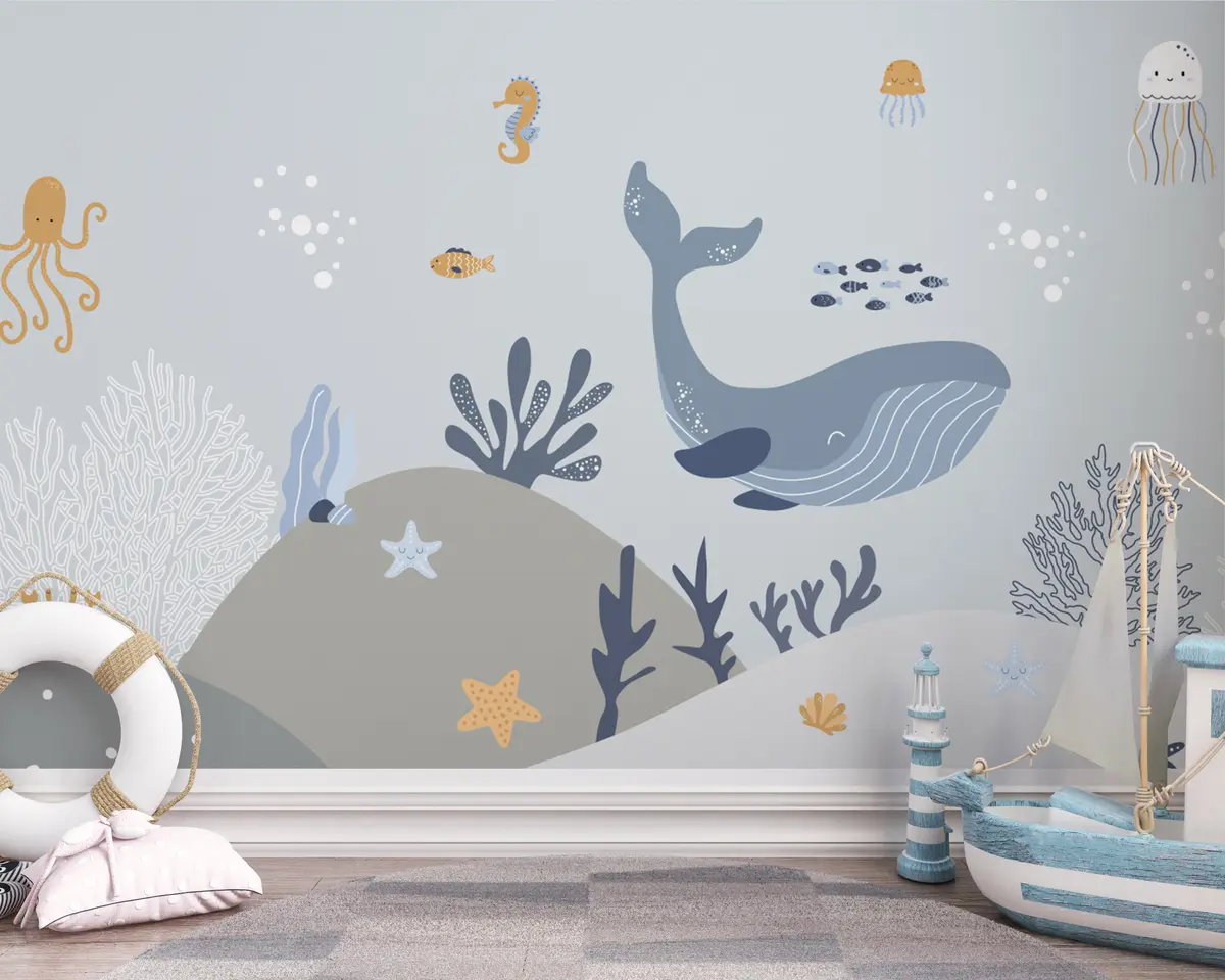 murales de pared Vida marina, ballena linda u94308