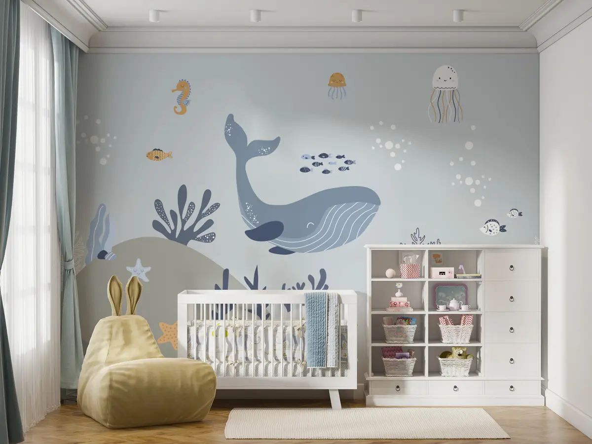 murales de pared Vida marina, ballena linda u94308