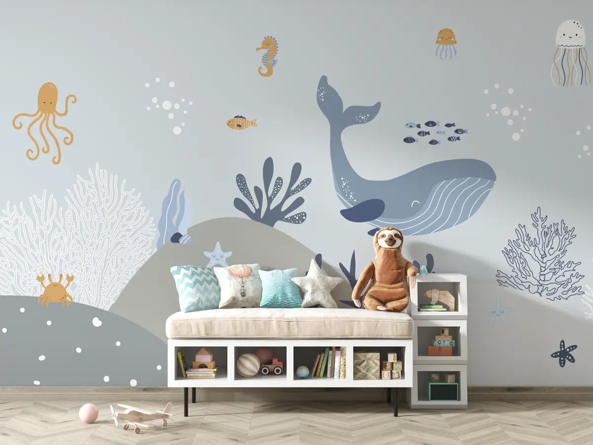 murales de pared Vida marina, ballena linda u94308