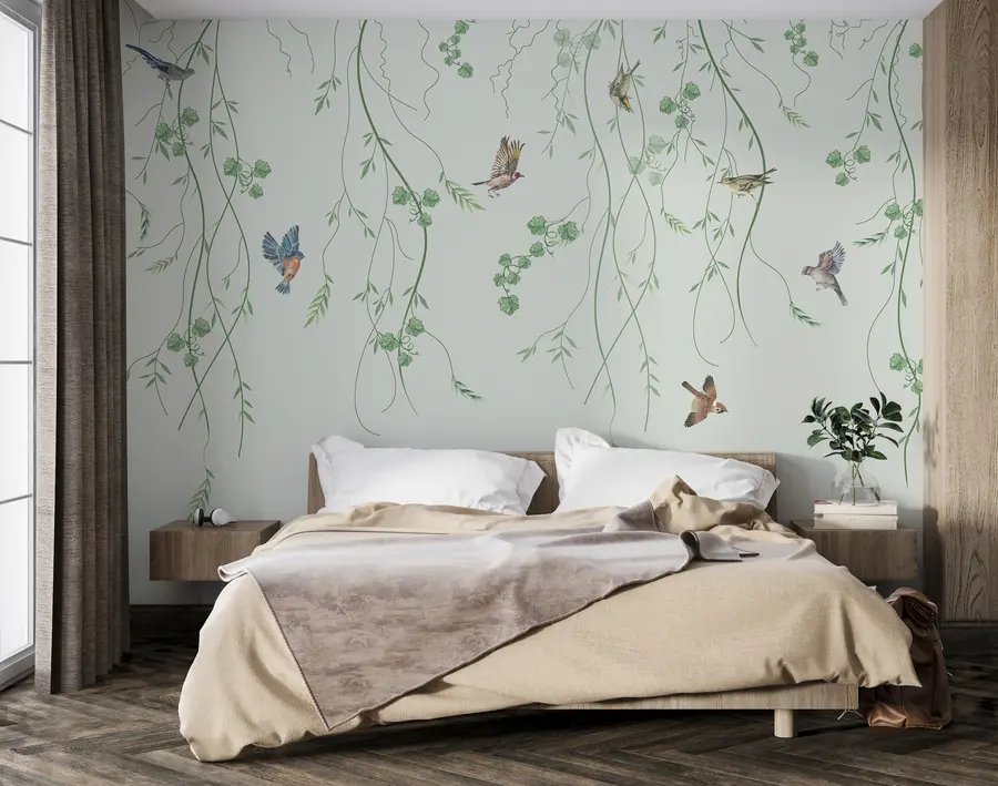 murales de pared Ramas con pájaros, Chinoiserie u94493