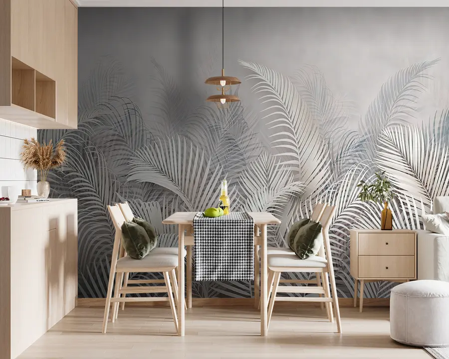 murales de pared Hojas de palma tropical en color delicado u94511